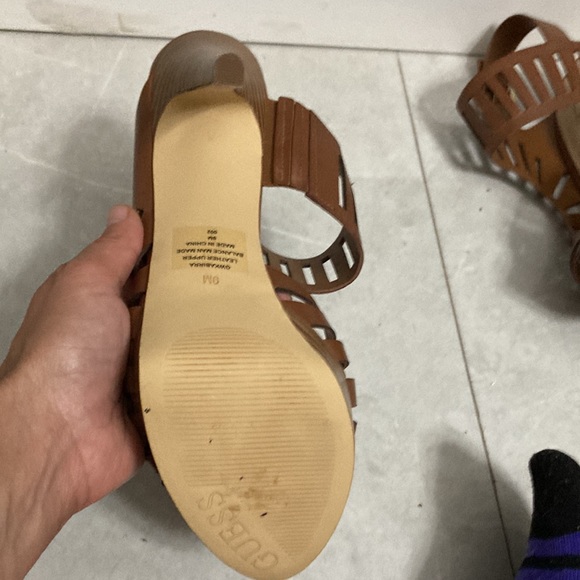 Guess Kabirra platform leather stiletto brown and gold heal new condition size 9 - Picture 4 of 5